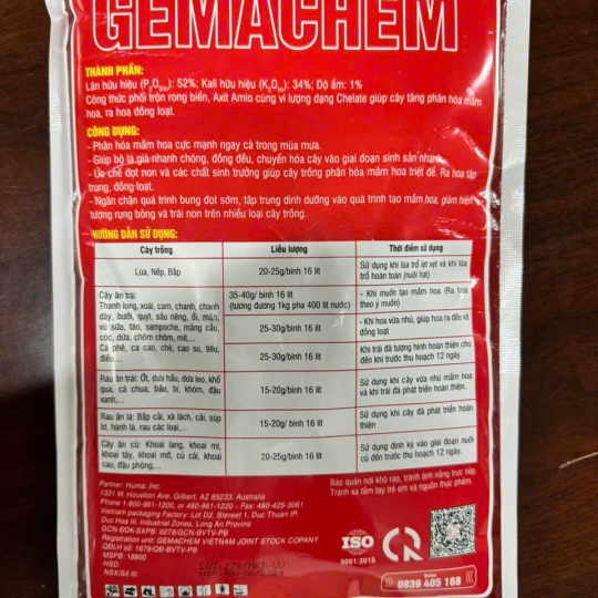 Phân bón MonoPotassium Phosphate GEMACHEM