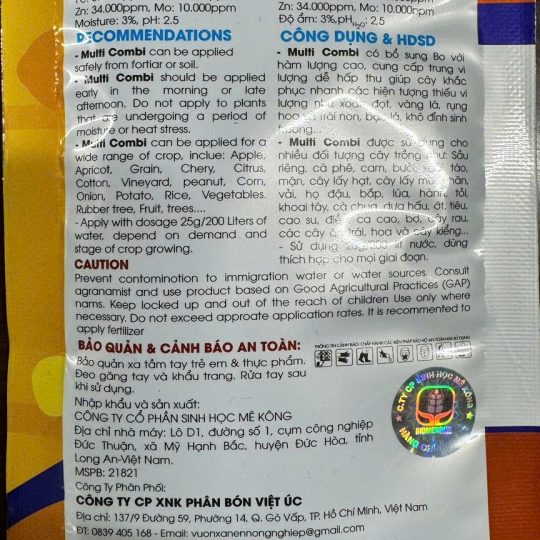 Phân bón lá trung - vi lượng Multi Combi